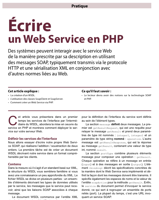 PHP Solutions : Février 2011 - eZ Publish Guide de développement - Articles Web Services