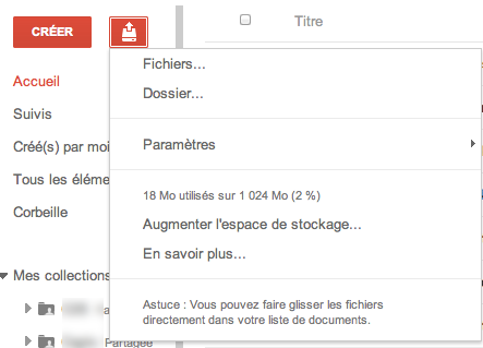 Au tour de Google Docs d'adopter la nouvelle interface de Google - Bouton Importer