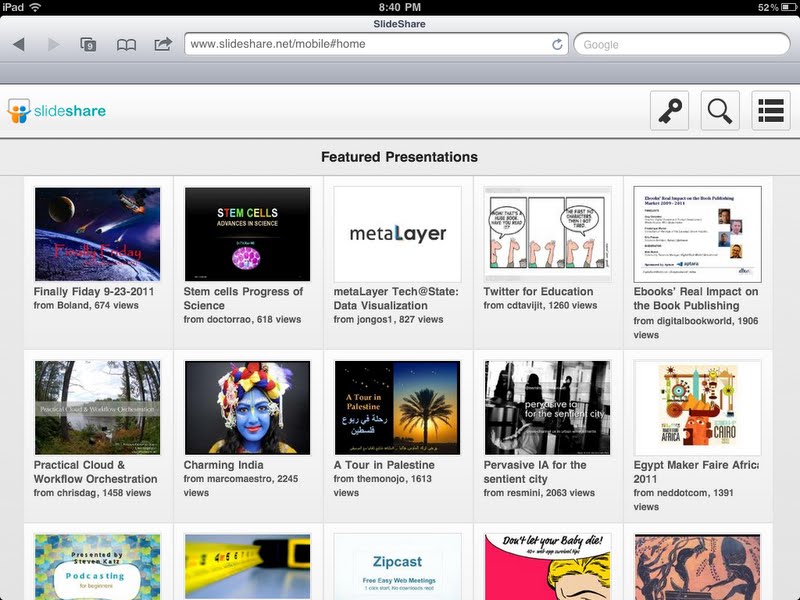 SlideShare laisse tomber le Flash, pour reconstruire entièrement son site en HTML5 - SlideShare sur iPad