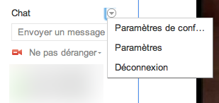 Gérer vos contacts Google+ qui sont dans Google Chat - Menu d'options de GTalk