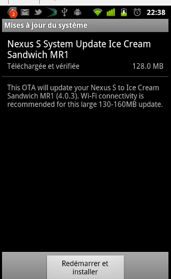 Votre Nexus S sous Android Ice Cream Sandwich dès aujourd'hui ! 