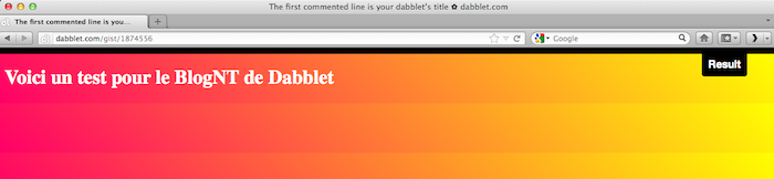 Dabblet, un outil interactif pour tester rapidement du code CSS et HTML - Test d'intégration