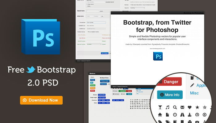 Les acteurs du Web en ont parlé [#29] - Twitter Bootstrap 2.0 Photoshop Template PSD