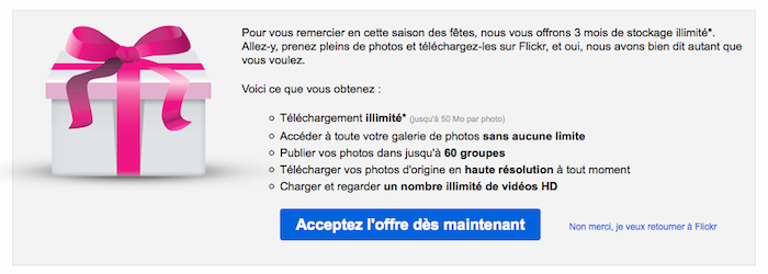 Flickr vous offre 3 mois gratuits pour son service Pro