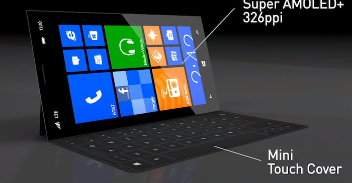 On reparle du Surface Phone dans un concept en vidéo - Écran Super AMOLED+ et Touch Cover pour le Surface Phone