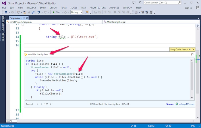 Bing Code Search arrive au sein de Visual Studio