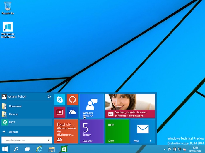 Menu Démarrer Windows 10 : redimensionner le menu