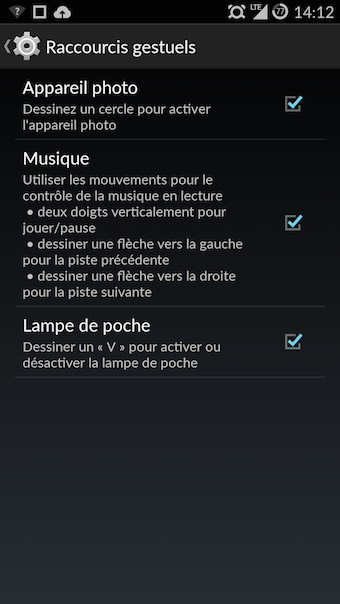 OnePlus One : raccourcis gestuels
