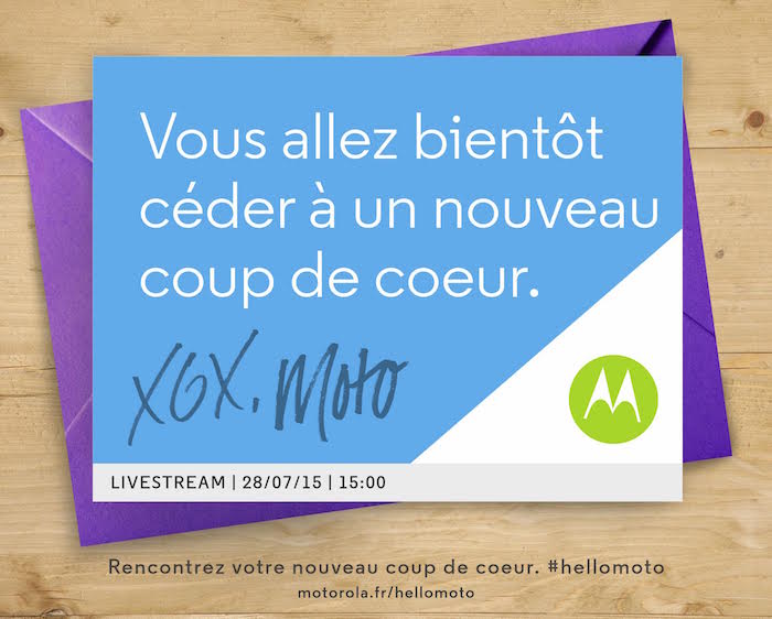 Invitation de Motorola pour un événement le 28 juillet 2015