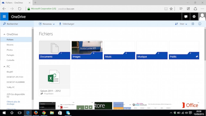 OneDrive sur le Web