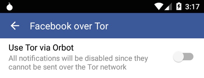 Tor Via Orbot sur Facebook