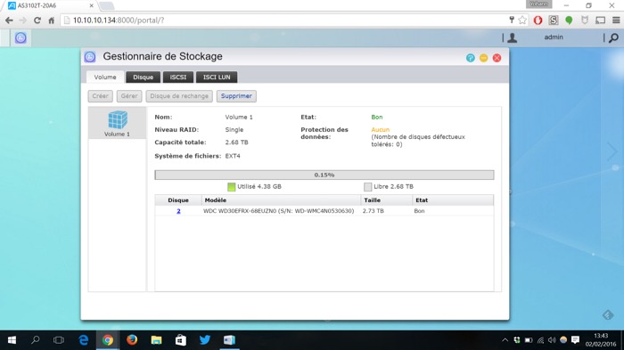 NAS Asustor AS3102T : Gestionnaire de stockage