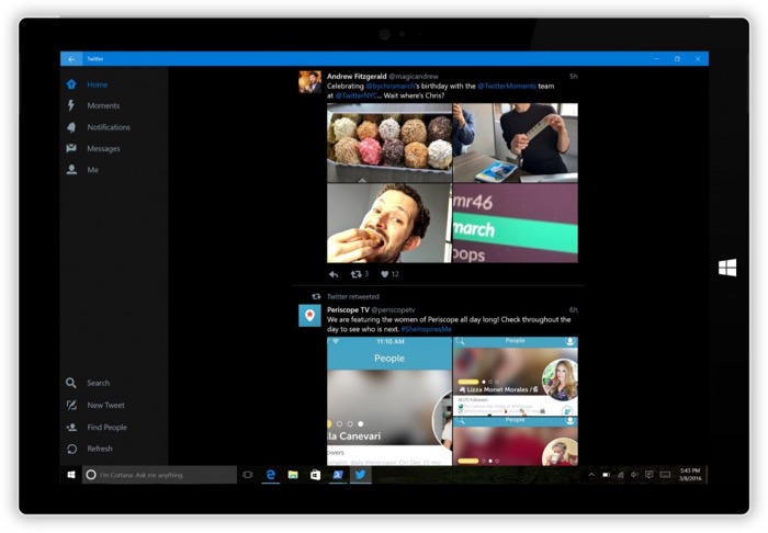 Twitter pour Windows 10 Mobile : mode sombre