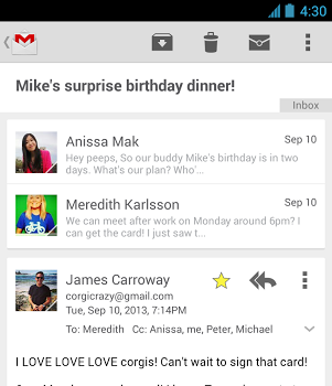 gmail pour android arrive avec la conception google now 1