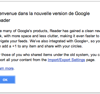 google reader vient detre mis a jour 1