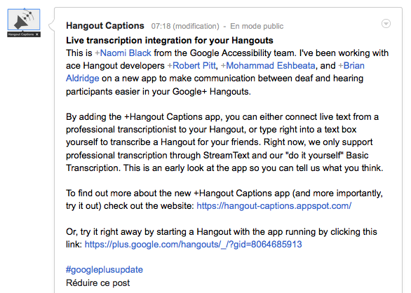 hangout captions renforce laccessibilite lors dans des hangouts google 1