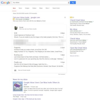 les mails sinvitent dans les resultats de recherche de google 1