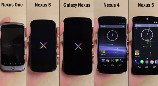 nexus 5 vs nexus 4 vs galaxy nexus vs nexus s vs nexus one le tout en video 1