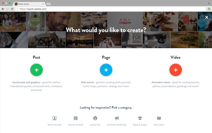Adobe a créé les applications Spark comme des outils pour aider quiconque sans expérience de devenir un créatif