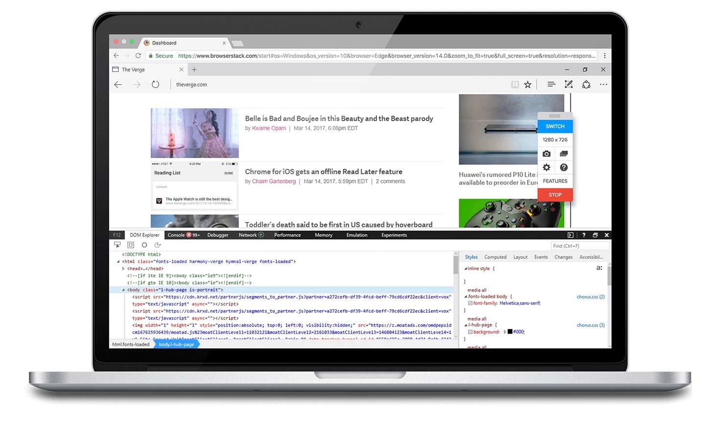 microsoft edge dans browserstack 2