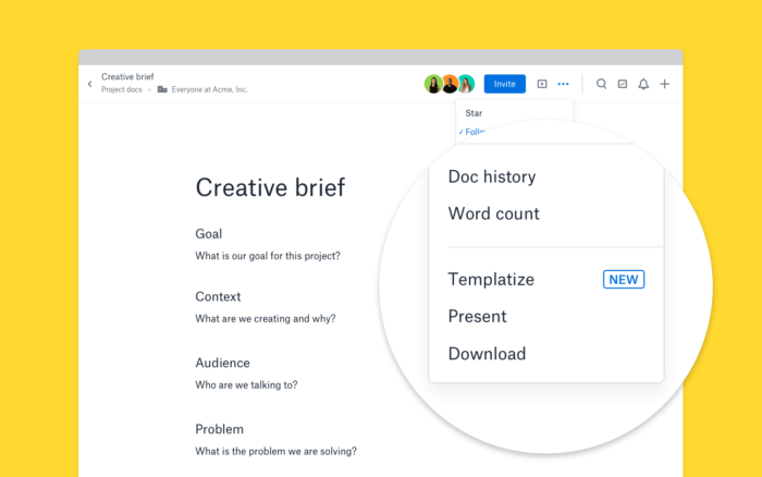 dropbox paper timeline