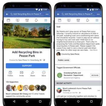 Facebook Community Actions Screenshot