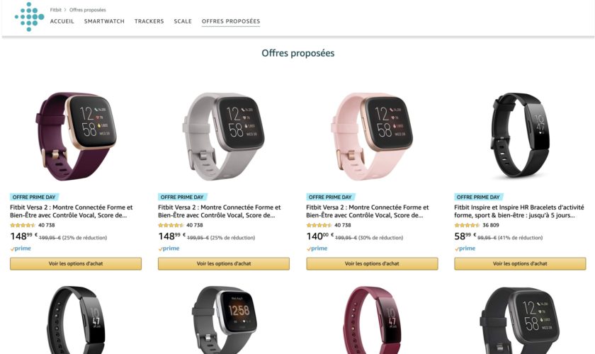 amazon prime day 2020 economisez 44 pourcent fitbit versa lite versa 2 et plus