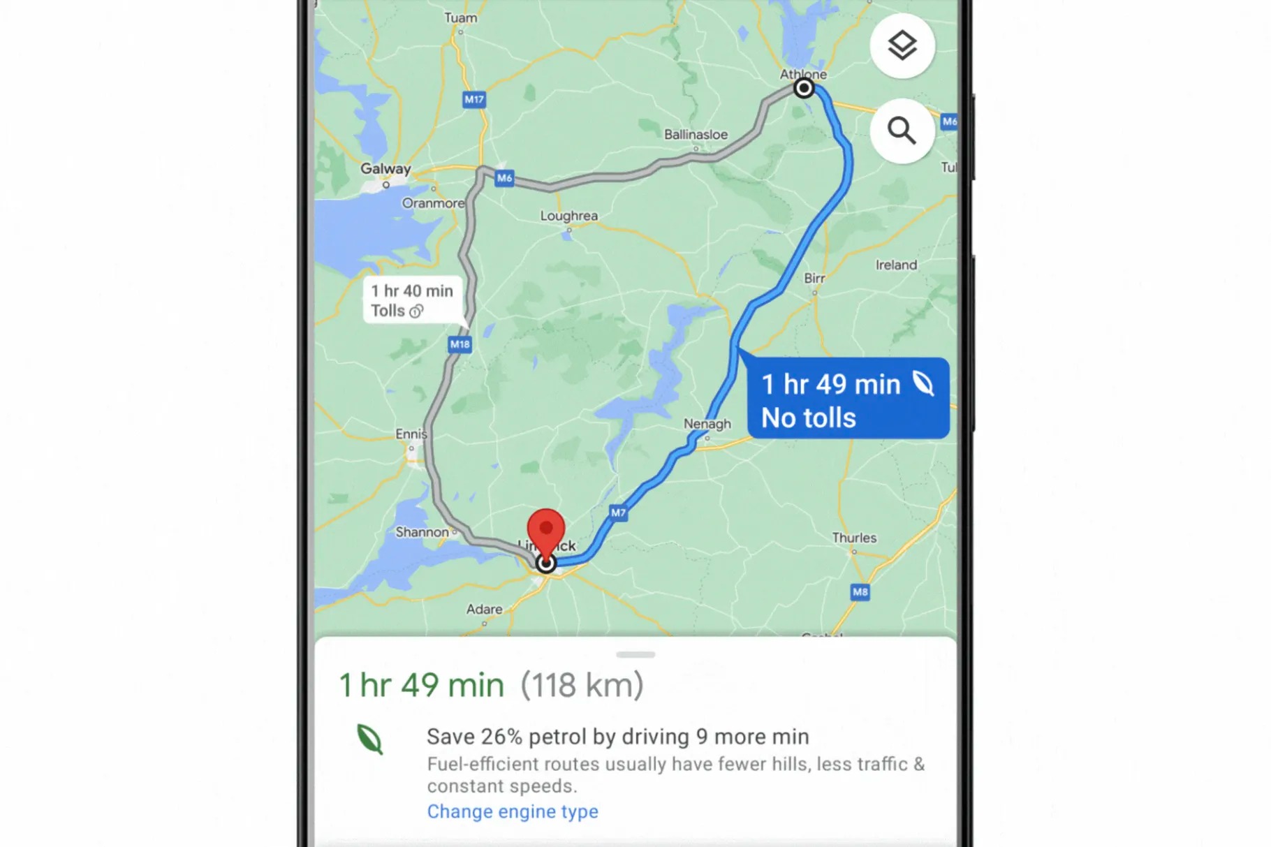 Google Maps ya puede adaptar su navegación ecológica a los vehículos