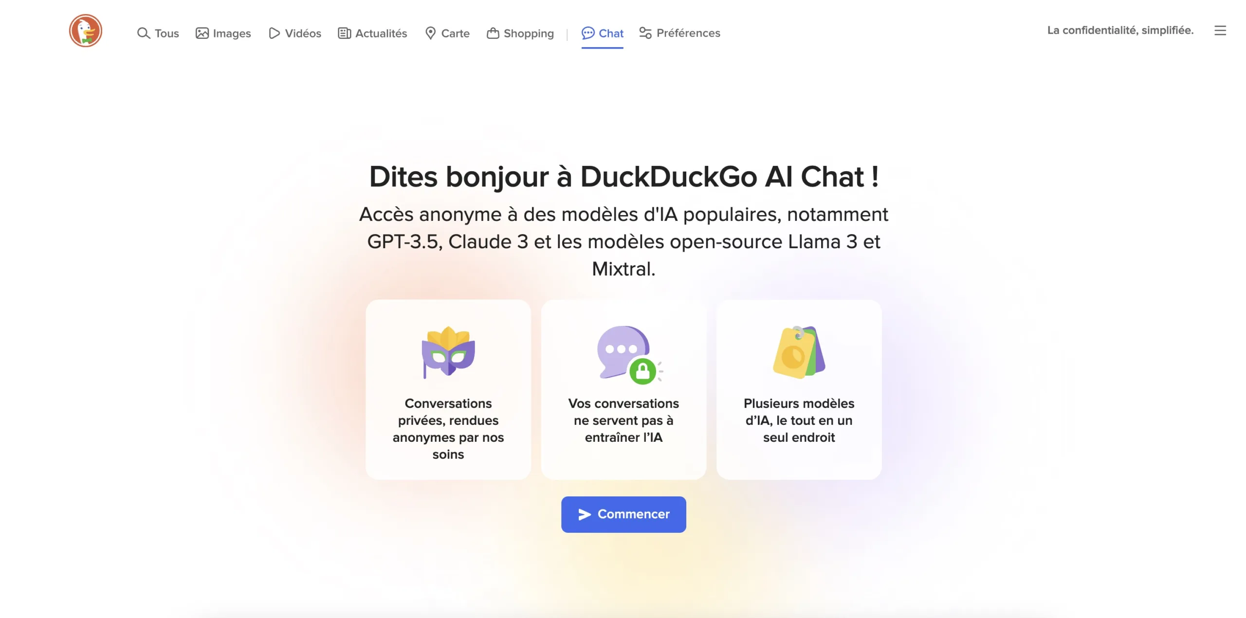 DuckDuckGo lance un chatbot d’IA axé sur la confidentialité