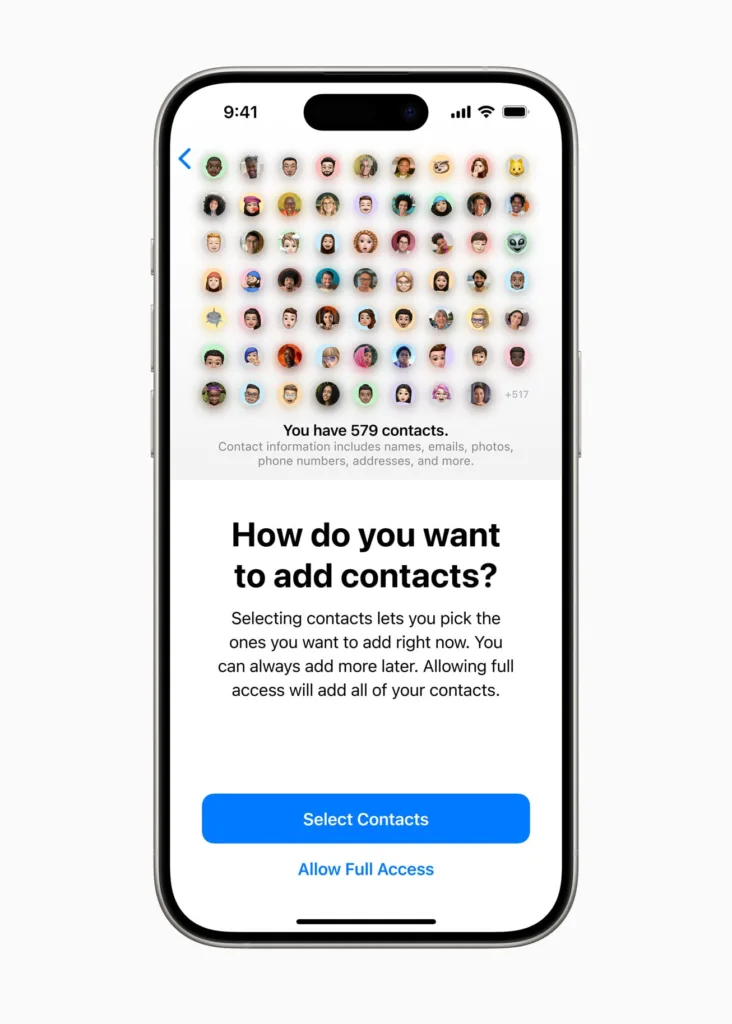 Apple WWDC24 iOS 18 Contacts per