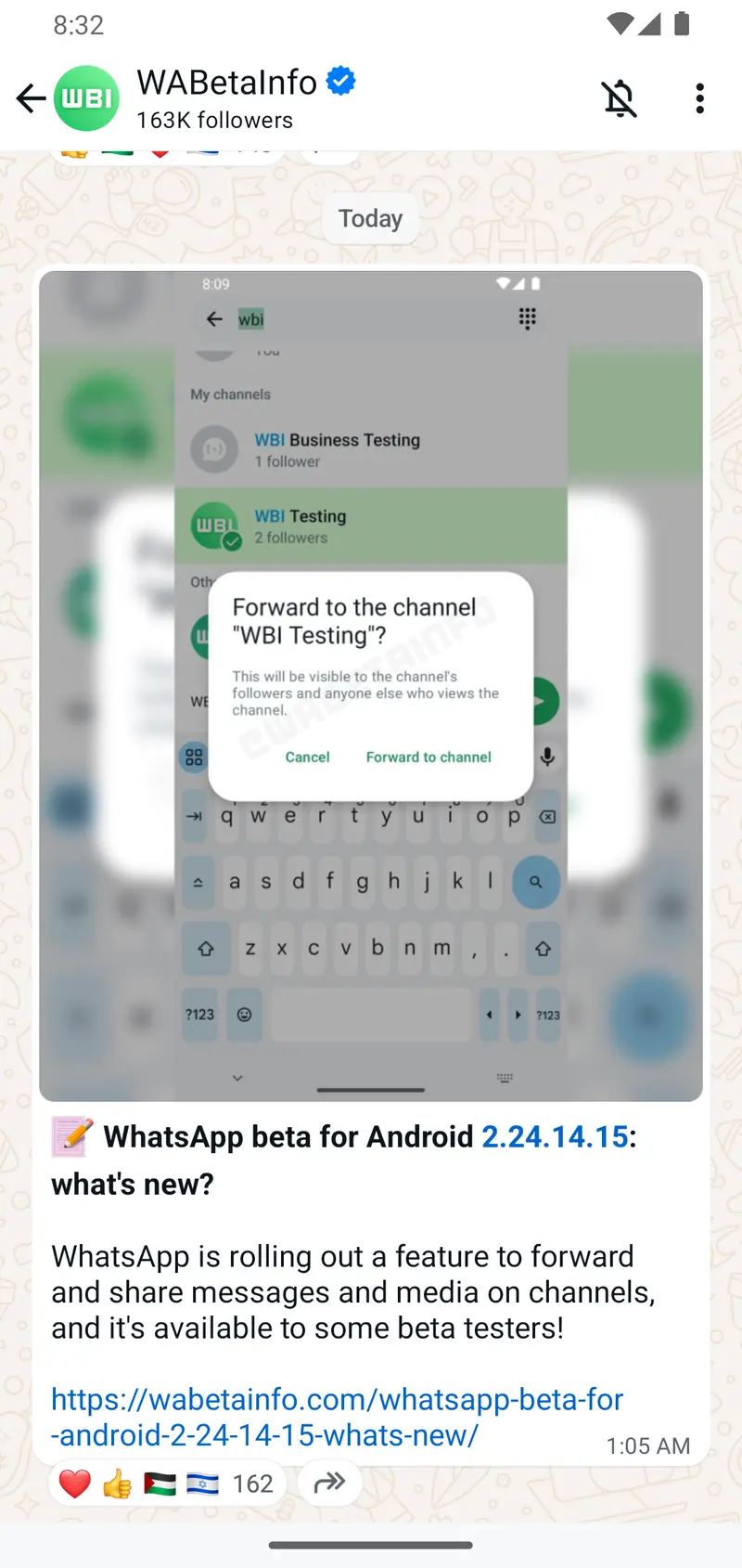 WA BLUE VERIFICATION CHECKMARK FEATURE BUSINESS CHANNEL ANDROID