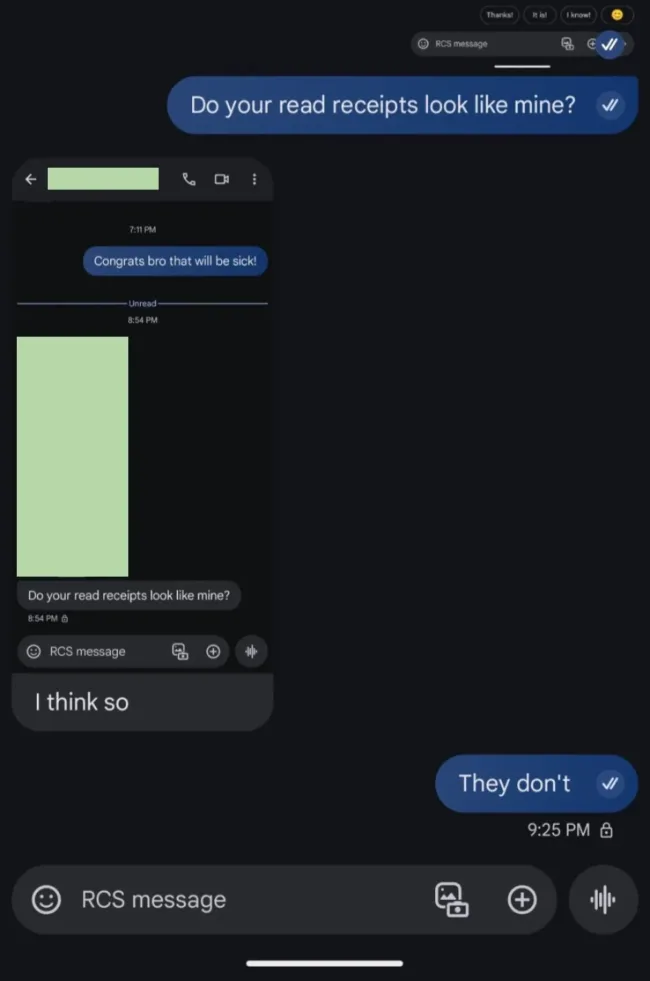 Google Messages read receipts re jpg