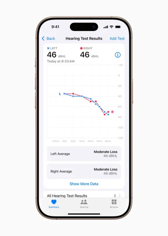 Apple health Hearing Test result 1 jpg