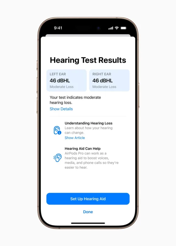 Apple health Hearing Test result jpg