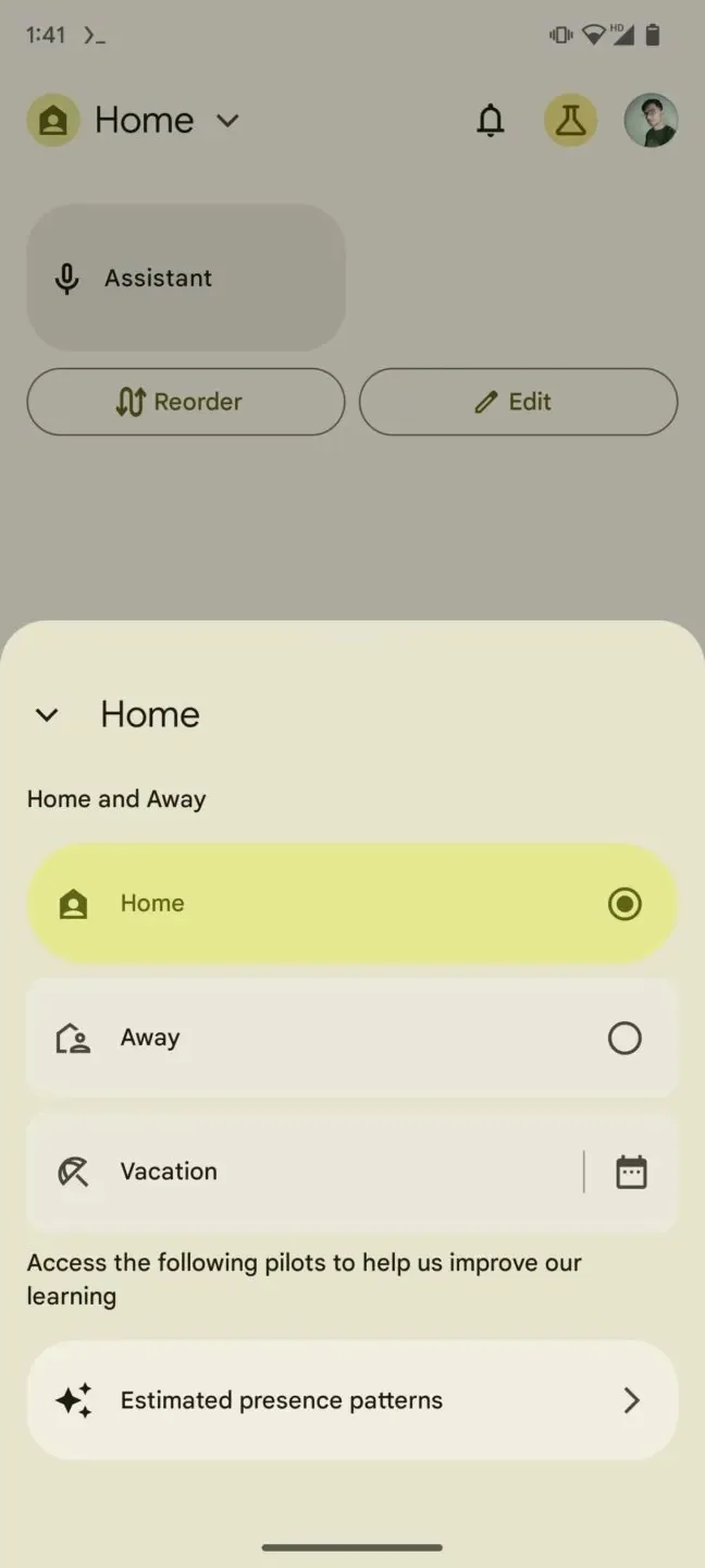 Google Home Vacation mode screen jpg