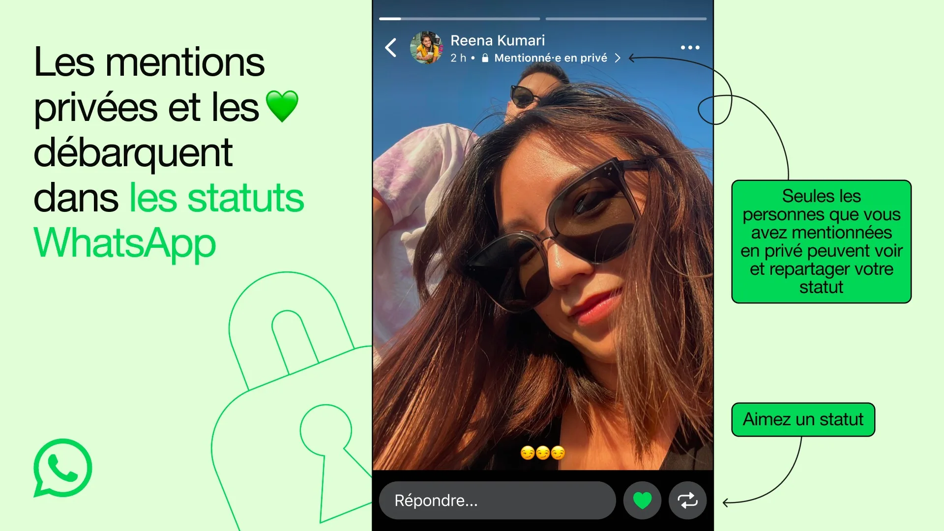 WhatsApp : Les statuts s'enrichissent avec les mentions, les likes et le repartage !