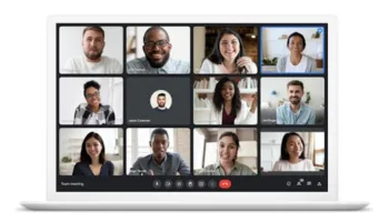 a group of people on a laptop