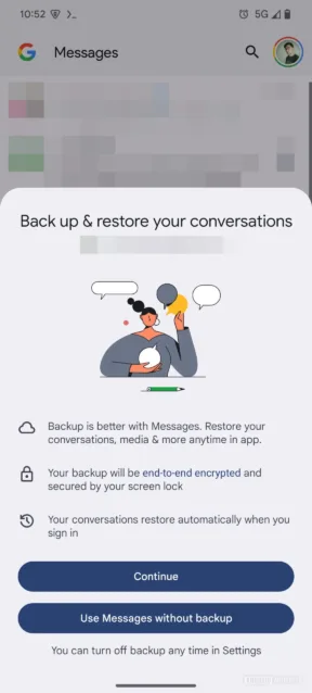 Google Messages backup and resto