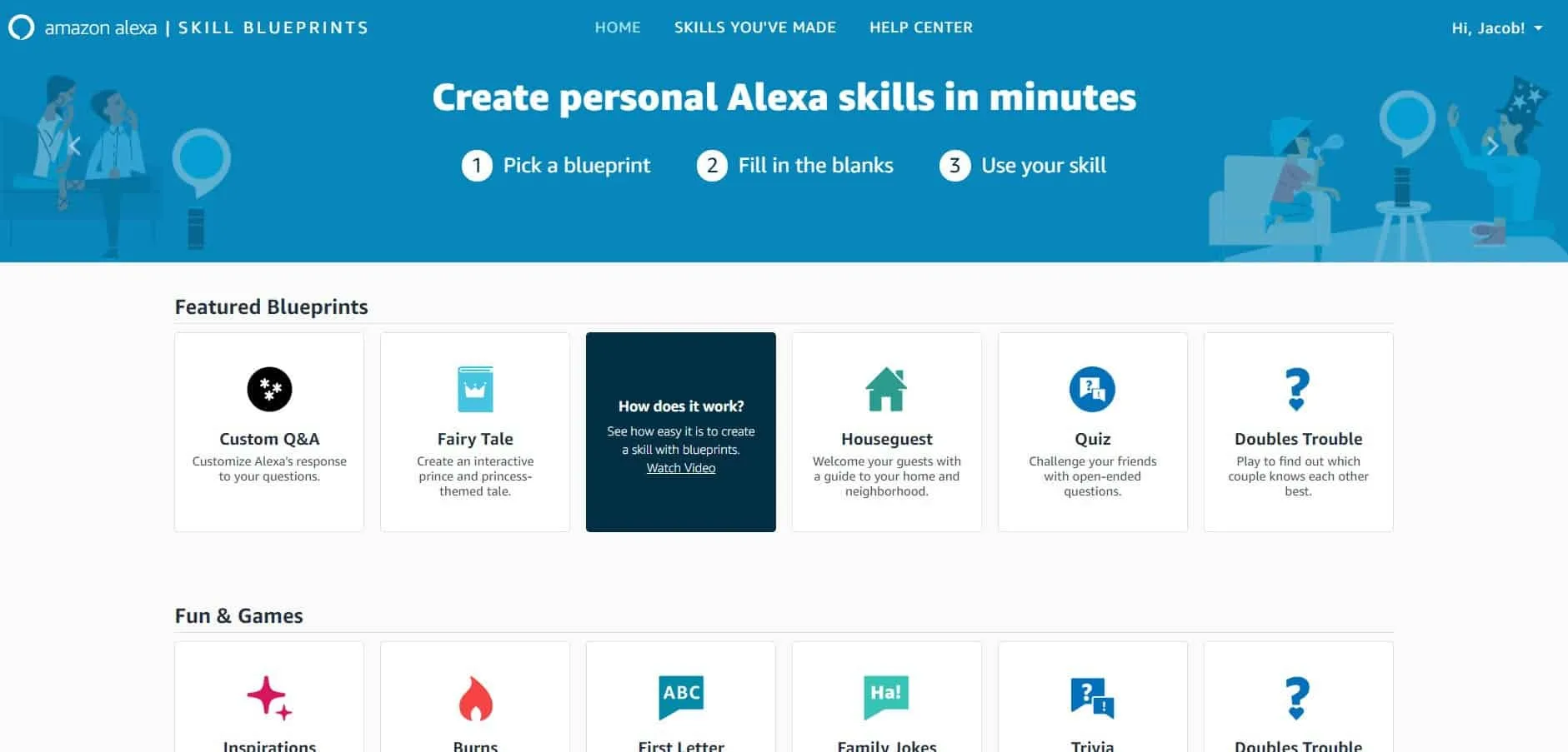 skill personnalisees alexa bluep