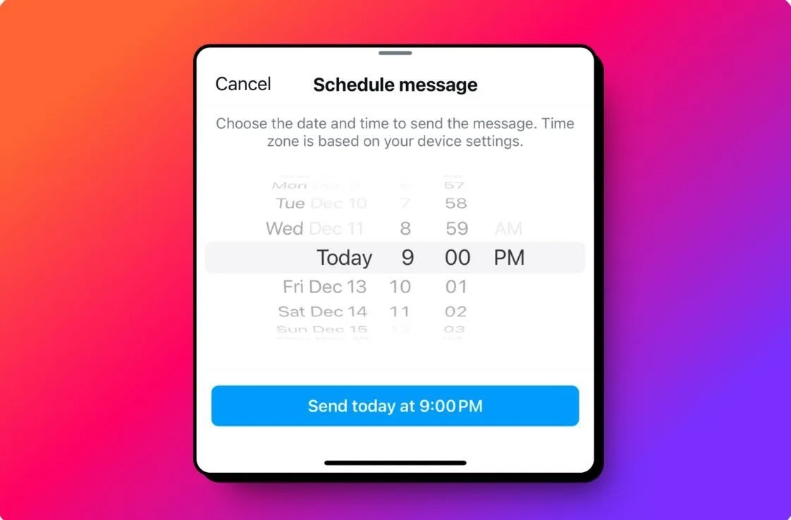 Instagram : Programmez vos DMs jusqu'à 29 jours à l'avance !