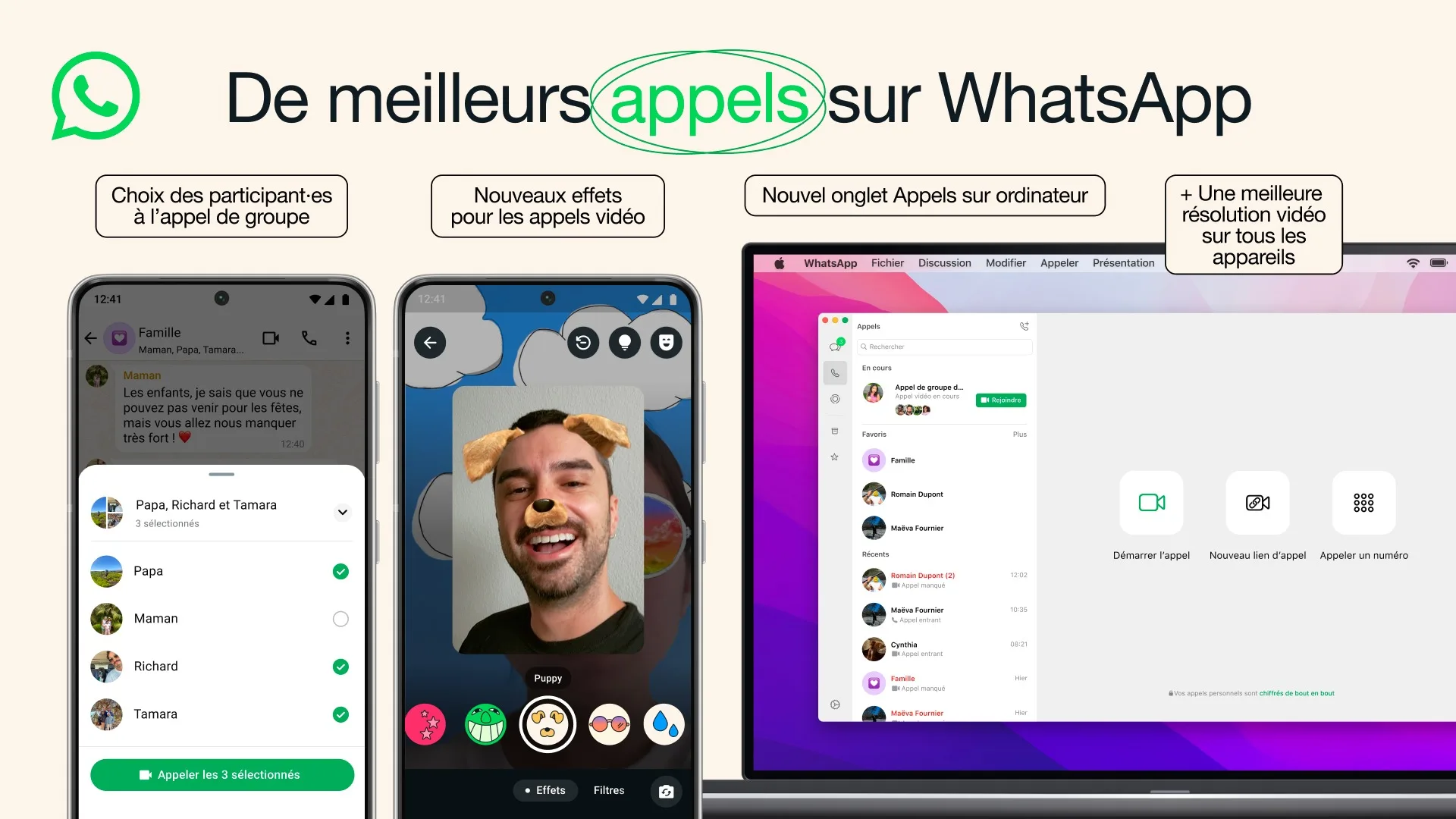 WhatsApp : Appels de groupe personnalisés et nouveaux filtres vidéo !