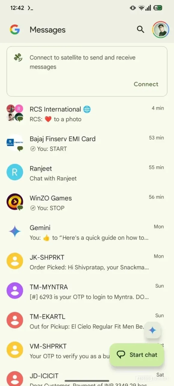 Google Messages Satellite Connec