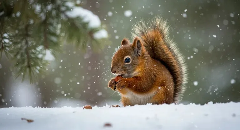 watermarked photo squirrel snow