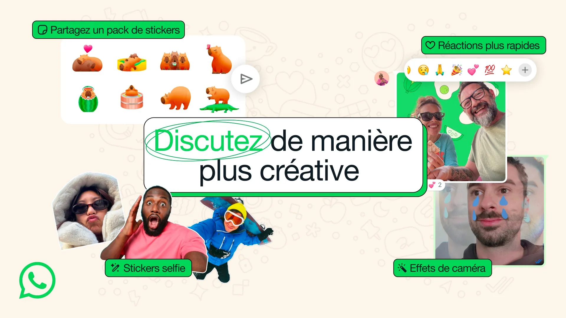 WhatsApp : Stickers selfie, effets caméra et réactions simplifiées !