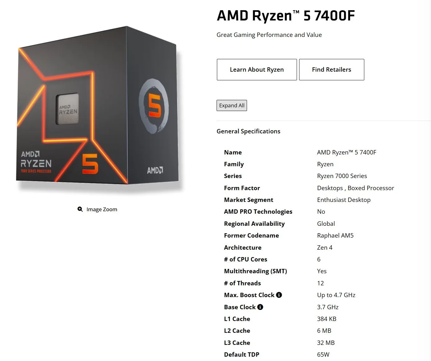 AMD 7500F SPECS