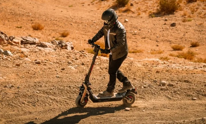 Rider wearing a helmet leather j