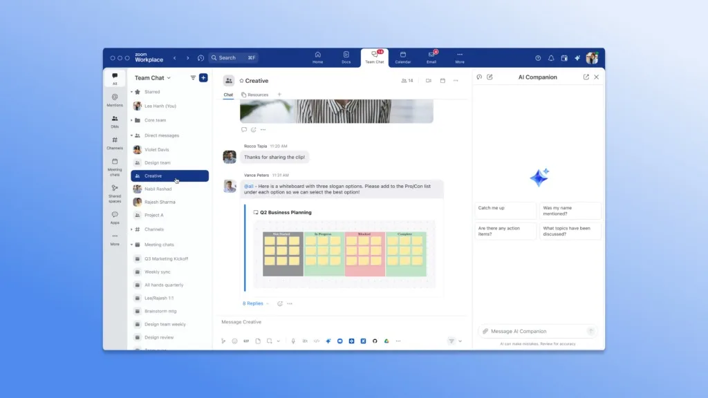 Zoom Team Chat : IA, organisation et productivité au rendez-vous !