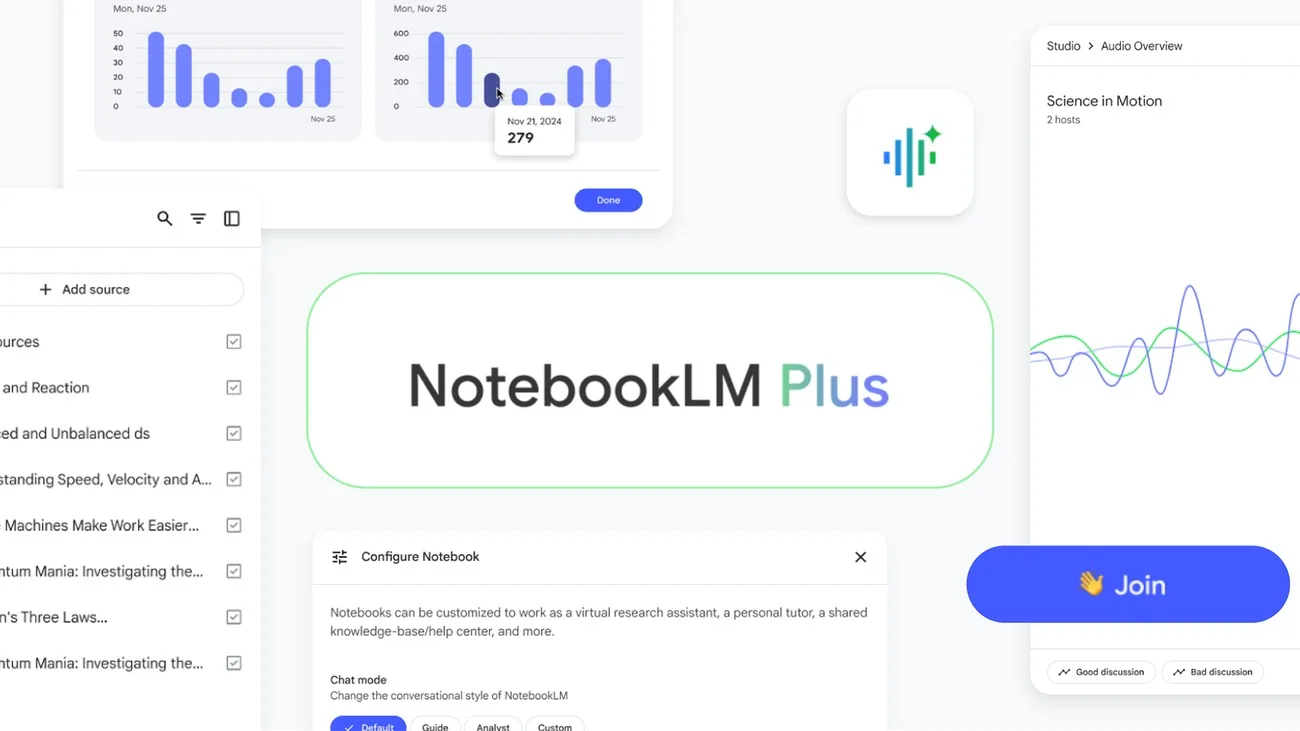 Google One AI Premium permet de débloquer davantage de fonctionnalités de NotebookLM Plus !