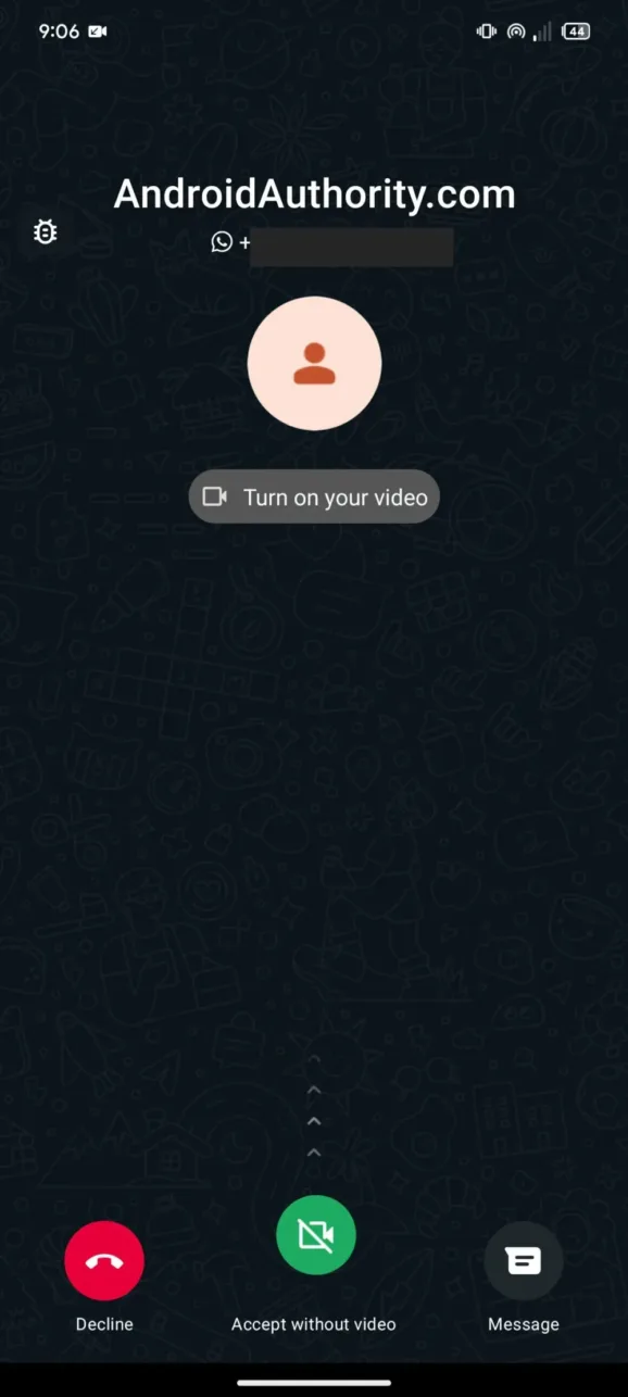 WhatsApp video call accept witho