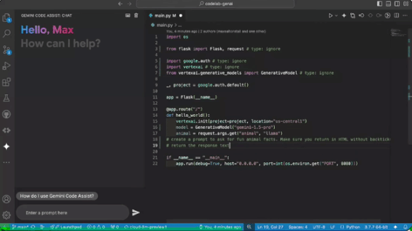 Gemini Code Assist demo gif
